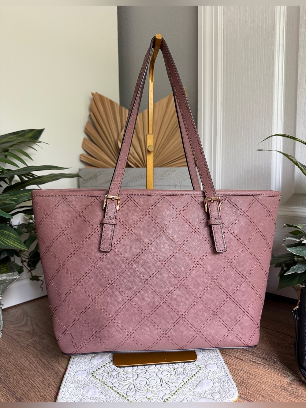 Michael Kors Jet Set Travel Dusty Rose Leather Shoulder Bag & Wallet Bundle - Picture 3 of 16